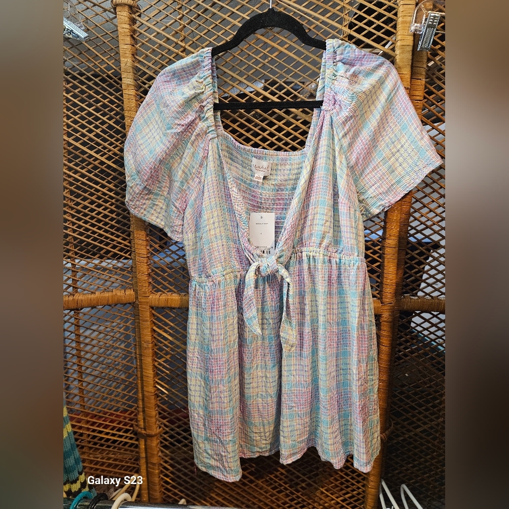 Isabel Maternity by Ingrid & Isabel Pastel Plaid Tie-Front Blouse
